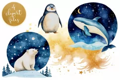 Cute Arctic Animals Clipart - 4 PNG Files Product Image 1
