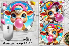 Cute baby cow mouse pad sublimation | Funny cow in wall PNG Product Image 1
