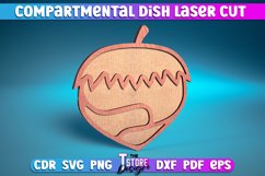Compartmental Dish Laser Cut | Hazelnut Laser Cut Design Product Image 1