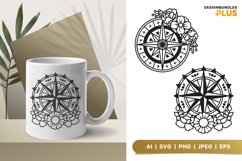 Antique Compass with Flowers SVG Set for Mug or Shirt Design Product Image 1