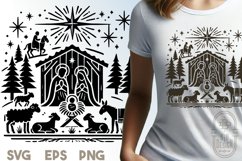 Complete Nativity Scene SVG - Wintery Christmas Design Product Image 1