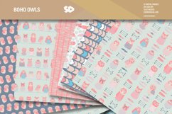 Boho Owls Digital paper Pack. Scrapbooking pages, background Product Image 2