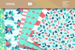 Tropical digital paper pack. Flamingo scrapbooking pages Product Image 2