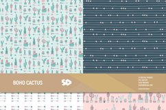 Boho cactus digital paper pack. Cactus scrapbooking pages Product Image 2