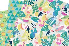 Tropical fruits digital paper pack. Flamingo scrapbooking Product Image 2
