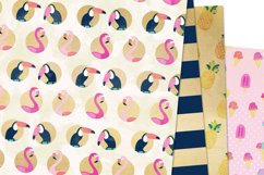 Tropical fruits digital paper pack. Flamingo scrapbooking Product Image 4