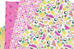 Tropical fruits digital paper pack. Flamingo scrapbooking Product Image 5