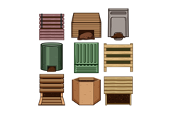 compost bin set cartoon Product Image 1