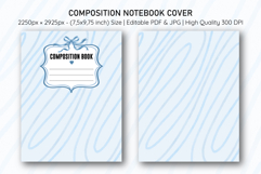 Watercolor Blue Stripe Composition Notebook Cover | Notebook Product Image 1