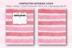 Watercolor Pink Stripe Composition Notebook Cover | Notebook Product Image 1