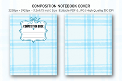 Watercolor Blue Plaid Composition Notebook Cover | Notebook Product Image 1