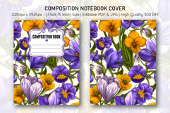 Crocus &amp; Pansy Flower Composition Notebook Cover | Notebook Product Image 1