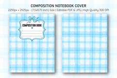 Watercolor Blue Plaid Composition Notebook Cover | Notebook Product Image 1