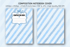 Watercolor Blue Stripe Composition Notebook Cover | Notebook Product Image 1