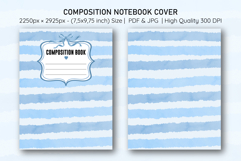 Watercolor Blue Stripe Composition Notebook Cover | Notebook Product Image 1