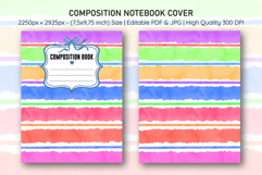 Watercolor Colorful Stripe Composition Notebook Cover | Note Product Image 1