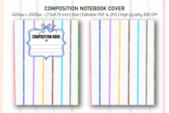 Watercolor Colorful Stripe Composition Notebook Cover | Note Product Image 1