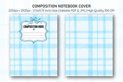 Watercolor Blue Plaid Composition Notebook Cover | Notebook Product Image 1