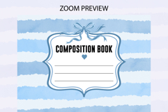 Watercolor Blue Stripe Composition Notebook Cover | Notebook Product Image 2