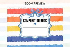Watercolor Colorful Stripe Composition Notebook Cover | Note Product Image 2