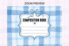 Watercolor Blue Stripe Composition Notebook Cover | Notebook Product Image 2