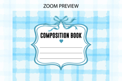 Watercolor Blue Plaid Composition Notebook Cover | Notebook Product Image 2