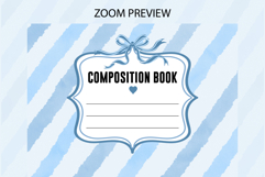 Watercolor Blue Stripe Composition Notebook Cover | Notebook Product Image 2