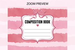 Watercolor Pink Stripe Composition Notebook Cover | Notebook Product Image 2