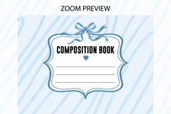 Watercolor Blue Stripe Composition Notebook Cover | Notebook Product Image 2