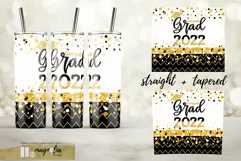 Congrats grad 2022 black glitter tumbler wrap design Product Image 2
