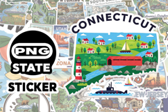 Connecticut Sticker PNG SVG | State Outline Decal File | Product Image 1