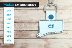 Connecticut State Shaped Key Fob - ITH Embroidery Project Product Image 1