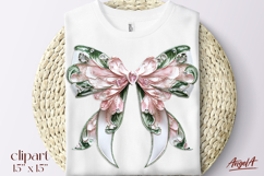 Vintage green coquette bow tie clipart transparent PNG Product Image 1