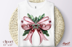 Pink coquette bow tie clipart with gemstone, T-shirt print Product Image 1