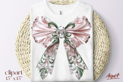 Pink coquette bow tie clipart with gemstone, vintage design Product Image 1