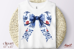 Chinoiserie coquette bow tie clipart, T-shirt sublimation Product Image 1