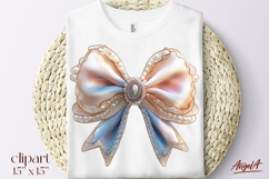 Vintage coquette bow tie PNG, pink bow clipart with gemstone Product Image 1
