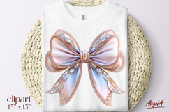 Vintage coquette bow tie PNG, pink bow clipart with gemstone Product Image 1