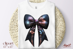 Coquette bow tie PNG, celestial dark bow clipart, gemstones Product Image 1
