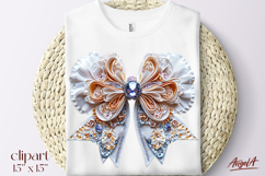 Lace vintage white coquette bow tie clipart, retro clipart Product Image 1