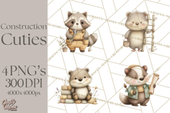 Construction Animals Clipart, Cute Critters, PNG Clip Art Product Image 1