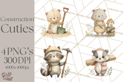 Construction Animals Clipart, Cute Critters, PNG Clip Art Product Image 1
