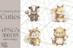 Construction Animals Clipart, Cute Critters, PNG Clip Art Product Image 1