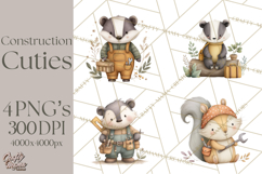 Construction Animals Clipart, Cute Critters, PNG Clip Art Product Image 1
