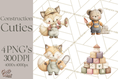 Construction Animals Clipart, Cute Critters, PNG Clip Art Product Image 1