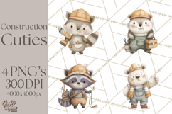 Construction Animals Clipart, Cute Critters, PNG Clip Art Product Image 1
