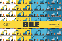 Colorful construction pattern papers for birthday crafts