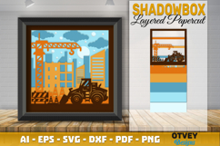 Construction Scene 3D Shadow Box Layered Papercut Product Image 2
