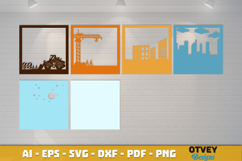 Construction Scene 3D Shadow Box Layered Papercut Product Image 3