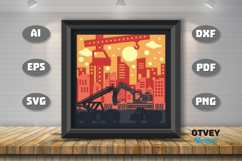 Construction Scene 3D Shadow Box Layered Papercut Product Image 3